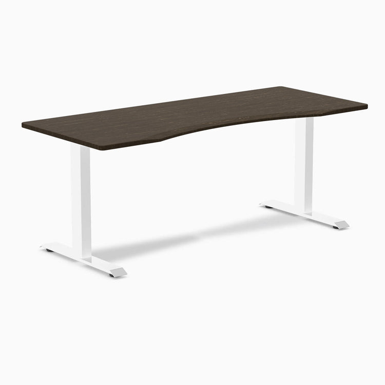 Desky Zero Ergo Edge Office Desk-Desks-Desky-Dark Bamboo-1800x750mm-White-Desky® Australia