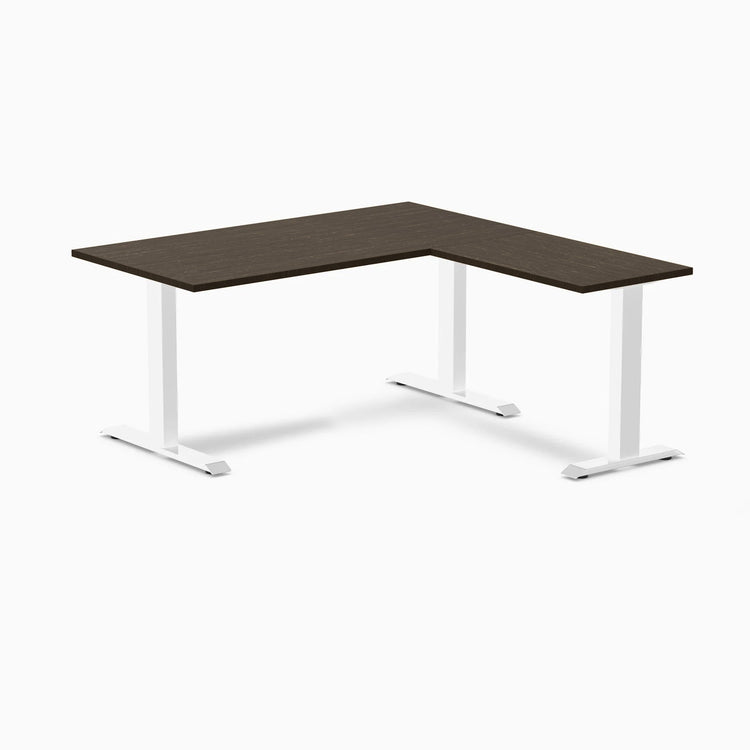 Desky Zero Bamboo L-Shape Office Desk-Desks-Desky-Dark Bamboo-1500x750x1550x500mm-White-Desky® Australia