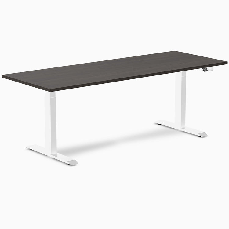 Desky Dual Melamine Sit Stand Desk-Dual Desks-Desky-Burnished Wood-2000x750mm-White-DeskyÌâå¨ Australia