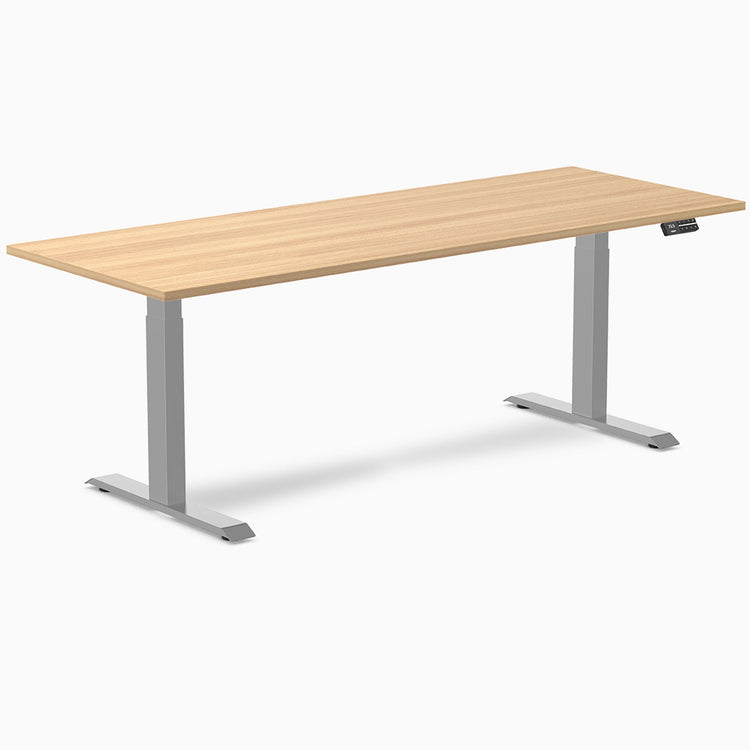 Desky Dual Melamine Sit Stand Desk-Dual Desks-Desky-Sublime Teak-2000x750mm-Grey-DeskyÌâå¨ Australia