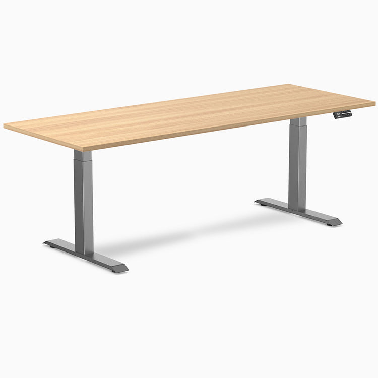 Desky Dual Melamine Sit Stand Desk-Dual Desks-Desky-Sublime Teak-2000x750mm-Space Grey-DeskyÌâå¨ Australia