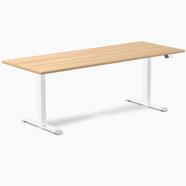 Desky Dual Melamine Sit Stand Desk-Dual Desks-Desky-Sublime Teak-2000x750mm-White-DeskyÌâå¨ Australia