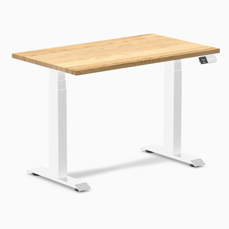 Desky Dual Mini Hardwood Sit Stand Desk-Dual Desks-Desky-White Oak-1000x600mm-White-DeskyÌâå¨ Australia