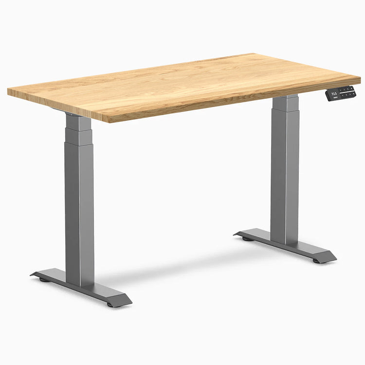 Desky Dual Mini Hardwood Sit Stand Desk-Dual Desks-Desky-White Oak-1100x600mm-Space Grey-DeskyÌâå¨ Australia