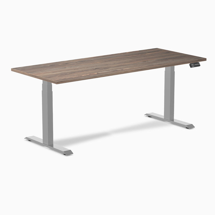 Desky Dual Melamine Sit Stand Desk-Dual Desks-Desky-Natural Walnut-1800x750mm-Grey-DeskyÌâå¨ Australia