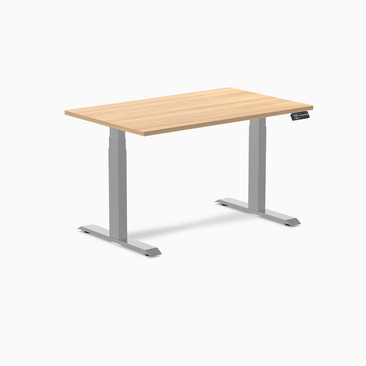 Desky Dual Scalloped Melamine Sit Stand Desk-Dual Desks-Desky-Sublime Teak-1200x750mm-Grey-Desky® Australia