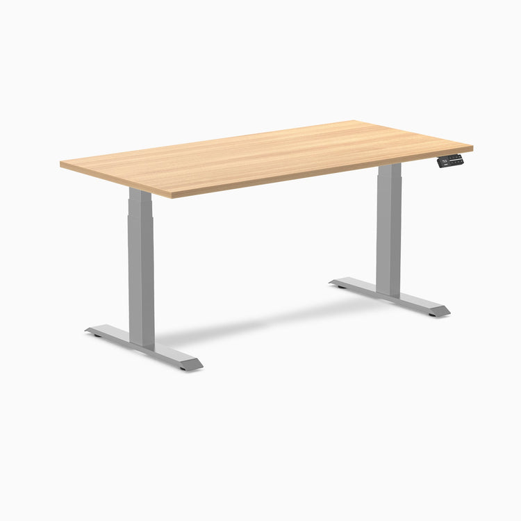 Desky Dual Scalloped Melamine Sit Stand Desk-Dual Desks-Desky-Sublime Teak-1500x750mm-Grey-Desky® Australia