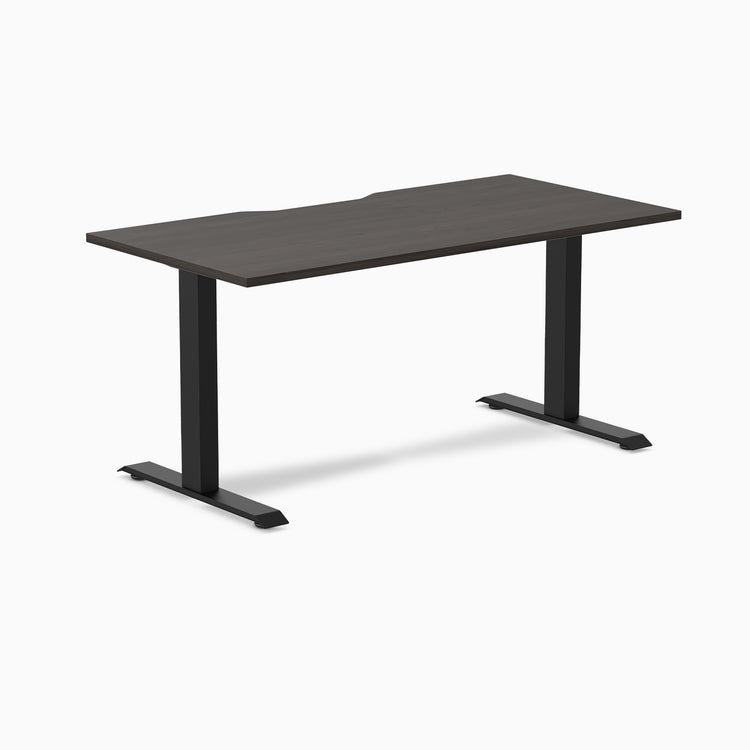 Fixed scalloped burnished wood desk