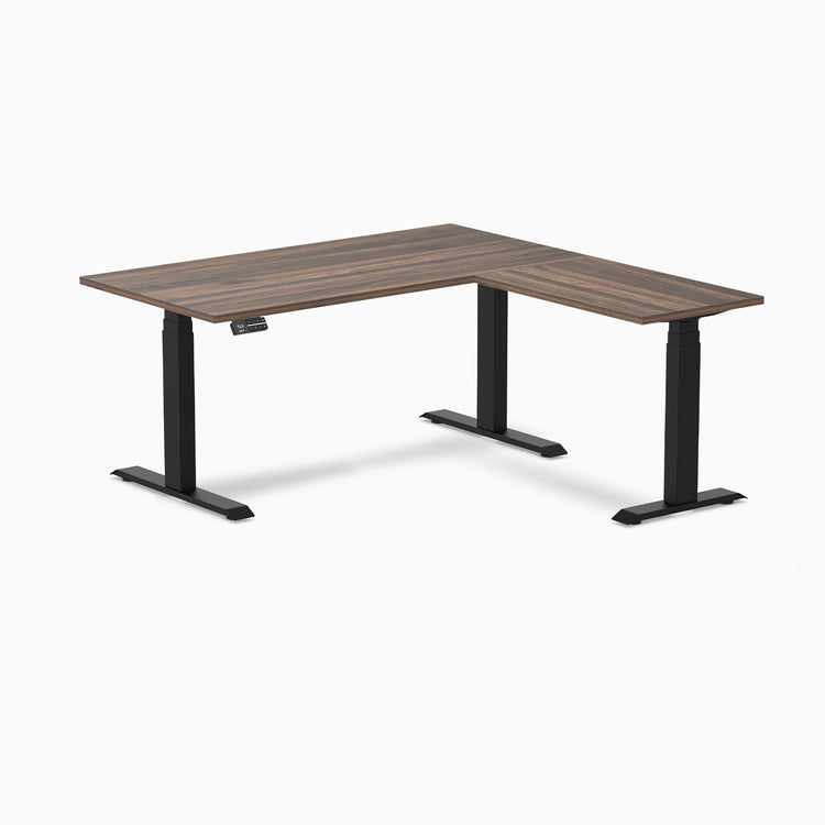 Desky Eco L-Shape Melamine Sit Stand Desk-Jarrah Legno DeskyÌâå¨