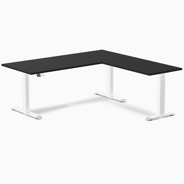 Desky Eco L-Shape Melamine Sit Stand Desk-Black DeskyÌâå¨