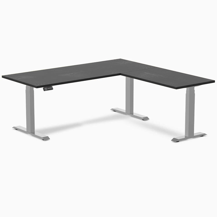 Desky Hardwood L-Shape Sit Stand Desk