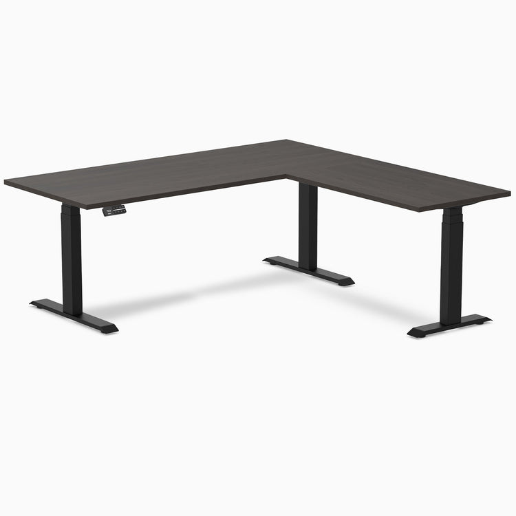 Desky Eco L-Shape Melamine Sit Stand Desk-Burnished Wood DeskyÌâå¨