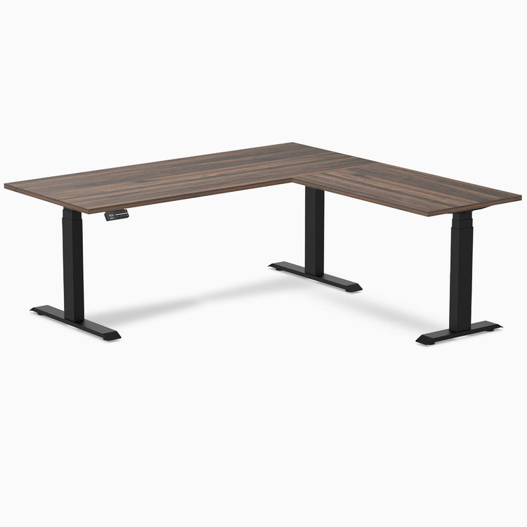 Desky Eco L-Shape Melamine Sit Stand Desk-Jarrah Legno DeskyÌâå¨