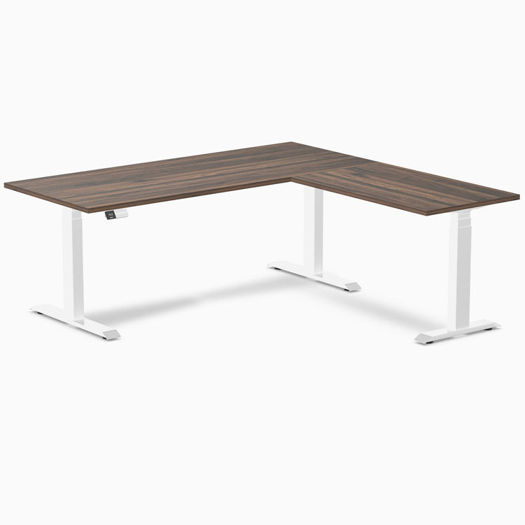 Desky Eco L-Shape Melamine Sit Stand Desk-Jarrah Legno DeskyÌâå¨