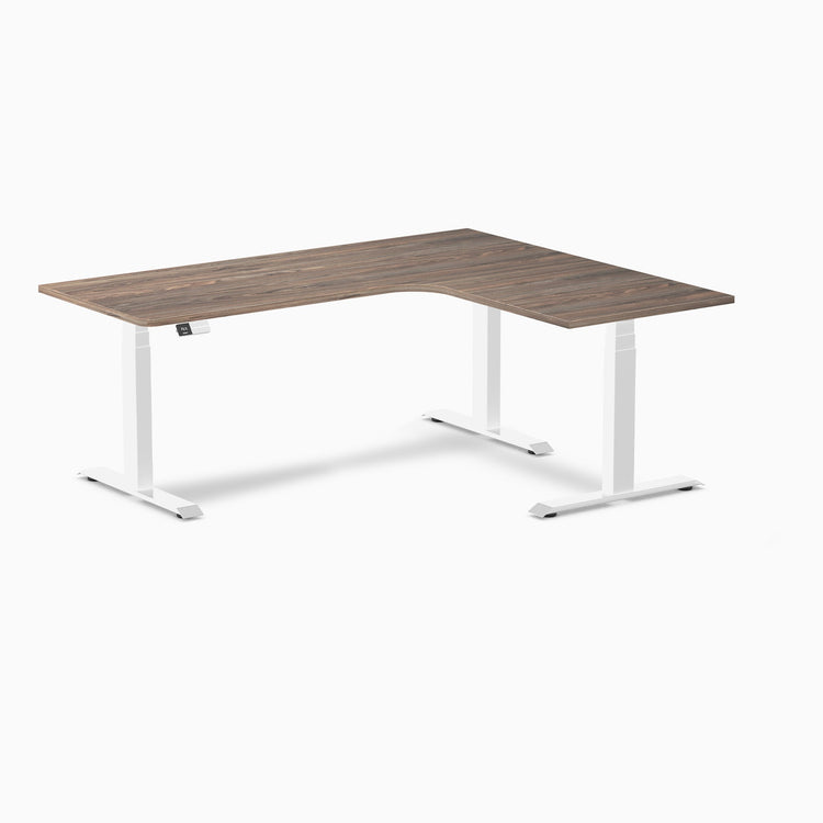 Desky L-Shape Melamine Sit Stand Desk-Natural Walnut DeskyÌâå¨
