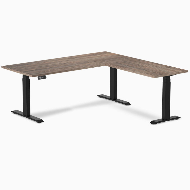Desky Eco L-Shape Melamine Sit Stand Desk-Natural Walnut DeskyÌâå¨