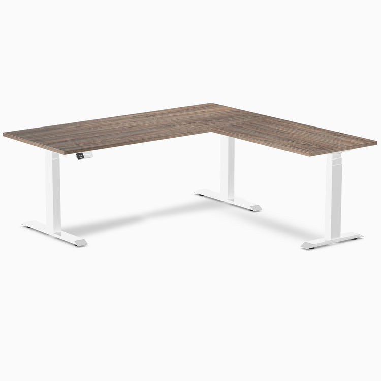 Desky Eco L-Shape Melamine Sit Stand Desk-Natural Walnut DeskyÌâå¨