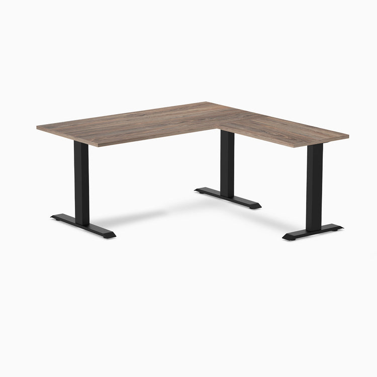 Fixed melamine l-shape fixed office desk natural walnut - Desky