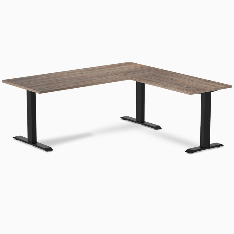 Zero melamine l-shape fixed office desk natural walnut - Desky