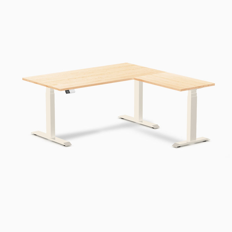 Desky Hardwood L-Shape Sit Stand Desk