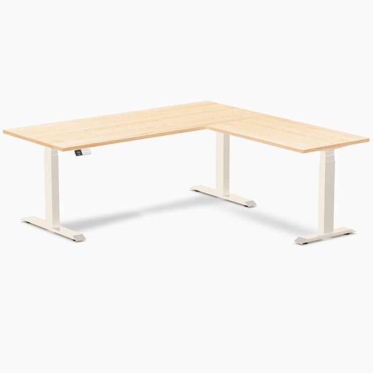 Desky Hardwood L-Shape Sit Stand Desk