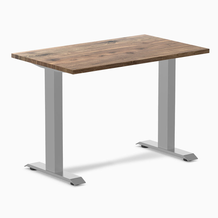 Desky Zero Mini Hardwood Office Desk-Fixed Desks-Desky-Natural Walnut Hardwood-1000x600mm-Grey-DeskyÌâå¨ Australia