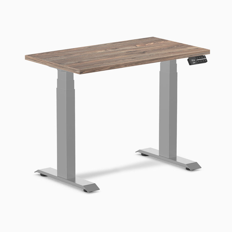Desky Dual Mini Sit Stand Desk-Dual Desks-Desky-Natural Walnut-900x500mm-Grey-Desky® Australia