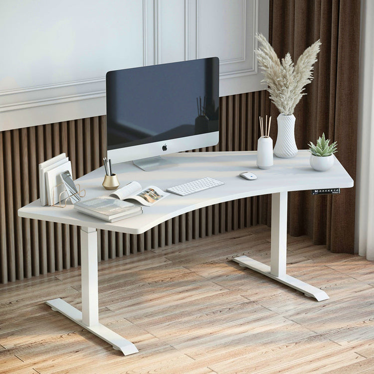 Desky Dual 120 Adjustable Standing Desk White Triple - Desky