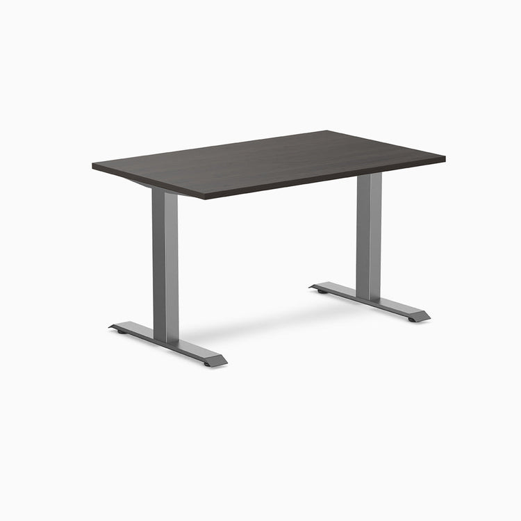 Desky zero melamine desk 1200mm burnished wood with space gray legs