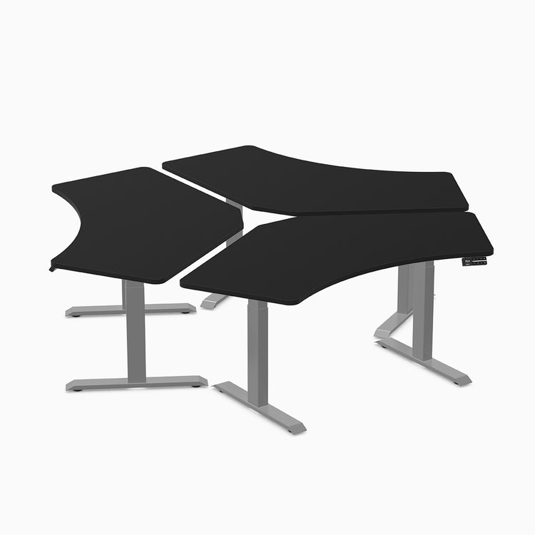 Desky Dual 120 Adjustable Standing Desk Black Triple - Desky
