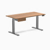 Dual hardwood bundle  standing desk with drawer in red oak  space grey legs