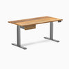 Dual hardwood bundle  standing desk with drawer in teak space grey legs