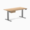 Dual hardwood bundle  standing desk with drawer in white oak space grey legs