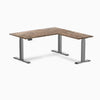 Desky Hardwood L-Shape Sit Stand Desk natural walnut