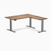 Desky Hardwood L-Shape Sit Stand Desk pheasant wood