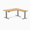 Desky L-shape standing desk light oak with space grey legs