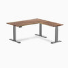 Desky Hardwood L-Shape Sit Stand Desk saman