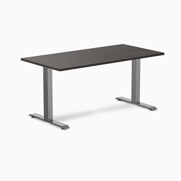 Desky zero melamine desk 1500mm burnished wood with space gray legs