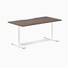 Fixed scalloped jarrah melamine desk with white legs 1500mm