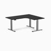 Desky L-shape standing desk melamine black with space grey legs