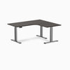 Desky L-shape standing desk burnished wood with space grey legs