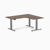 Desky L-shape standing desk burnished wood with space grey legs