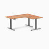 Desky L-shape standing desk prime oak with space grey legs