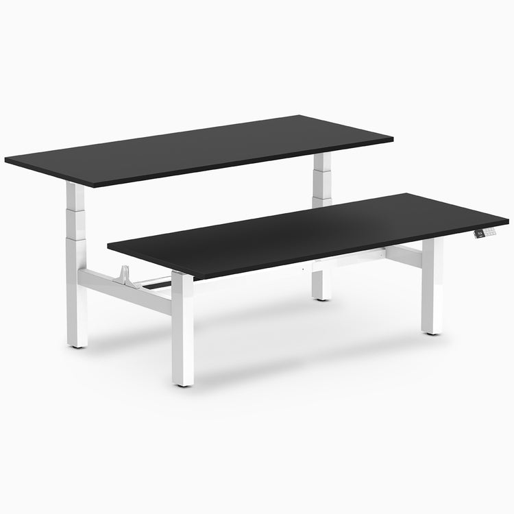 back to back sit stand workstation black