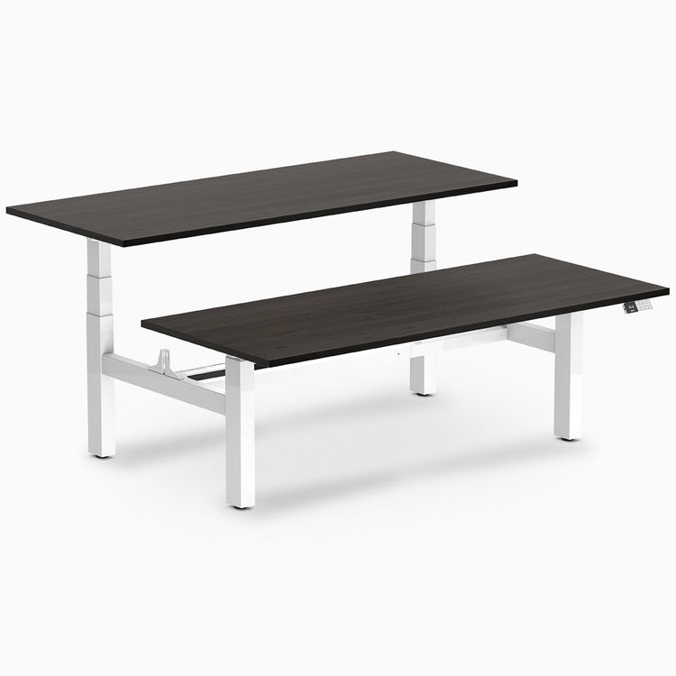 Desky electric Back to Back rectangle Leg Melamine burnished wood desktop