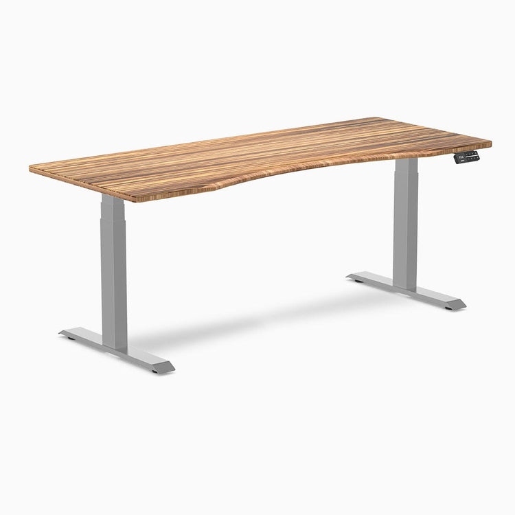 Desky ergo tiger bamboo with space gray legs