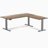 Desky Hardwood L-Shape Sit Stand Desk natural walnut 1800mm