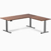 Desky Hardwood L-Shape Sit Stand Desk walnut 1800mm