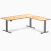 Desky L-shape standing desk natural with space grey legs