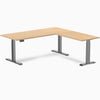 Desky eco L-shape standing desk in sublime teak melamine desktop